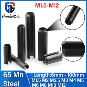 Black Spring Pins Split Tension Roll Pin 65 Mn steel M1.5 M2 M2.5 M3 M4 M5-M12 - Picture 1 of 156