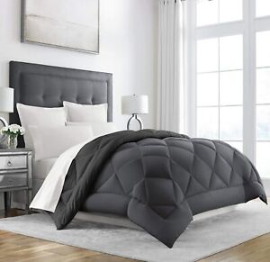 Sleep Restoration All Seasons Queen/Full Size Comforter - Reversible, Grey/Black