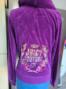 Juicy Couture BLACK LABEL Womens PURPLE Velour Zipped Hoodie SIZE M - Picture 1 of 3