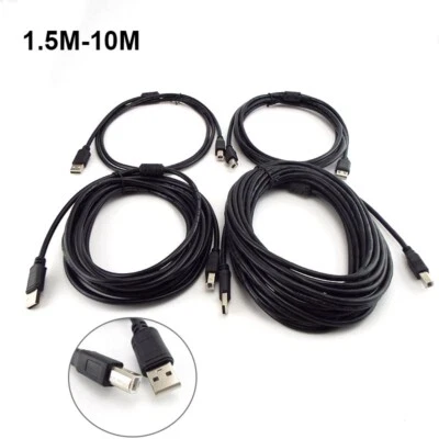 USB 2.0 A to B Male Universal Printer Cord Cable Extension Wire 1.5/3/5/10M - Image 1 of 4