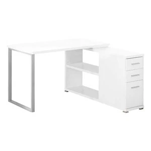 47 Bianco e Argento Forma L Computer Scrivania Con Tre Cassetti - Foto 1 di 4