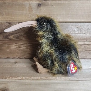 TY Plush Kiwi Bird Long Beak 1998 Beanie Buddy Shaggy Lovey W/Tags - Picture 1 of 5