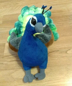 Wild Republic Peacock 12" beanbag 2012 Green Blue Plush Stuffed Toy - Picture 1 of 6