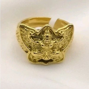 Garuda Ring Gott vergoldet 18k Gottheit Mantra Thai Buddha Amulett Größe US,8 - Bild 1 von 5