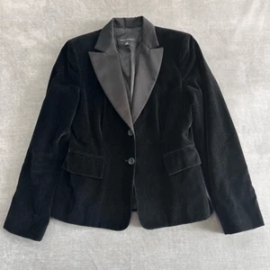 Banana Republic Velvet Blazer Womens 6 Black Satin Minimalist Y2K Italy Made - Picture 1 of 8