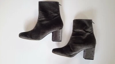 Free People Chunky Grey /Silver Velvet Cecile Ankle Boots, Size 7.5 Fairygoth - Image 1 of 4