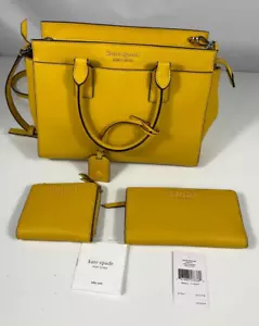 Kate Spade NY Taschentasche aus Steinbruch gelb Cameron montone, doppelfach faltbar L-Reißverschluss & große Geldbörse - Bild 1 von 15
