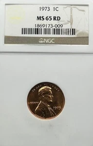 1973 Lincoln Penny 1C 5C NGC MS 65 RD - Picture 1 of 4