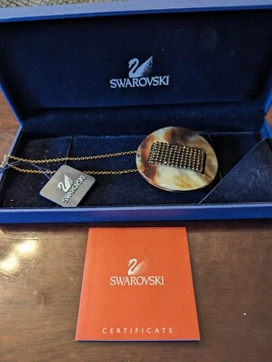 Collar colgante de malla redonda Swarovski Joyería con cristales de color ámbar... Foto 1 de 4