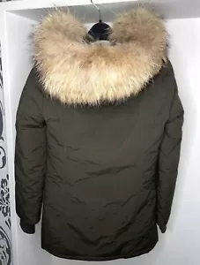 Dicker Khaki Winter Parka Mantel Mit Großem Echtfell Gr. XS/34 Neu - Bild 1 von 6