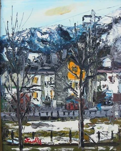 Giuseppe VIOLA (Milano 1933-2010) NATALE a BRATTO Olio su tela cm 50x40 +cornice - Imagen 1 de 4