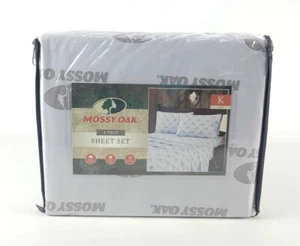 Mossy Oak Logo King Bed 4 Pc Sheet Set Light Purple Hunting Lodge Cabin Soft New - Picture 1 of 6