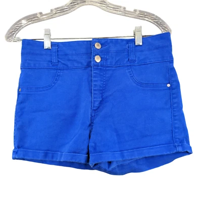 Love Fire Juniors Shorts Blue Size 9 Cotton Blend Double Button - Image 1 of 4