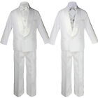 New Boy White Shawl Lapel Wedding Suit to Choose SILVER Satin Bow Necktie Vest