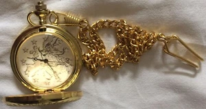 Goldfarbene Taschenuhr der Firma Hallenberg mit Uhrenkette mit neuer Batterie - Picture 1 of 5
