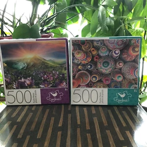 Cardinal Set mit zwei Puzzles Jiuzhaigou Nationalpark & bunten Keramikgläsern - Bild 1 von 5