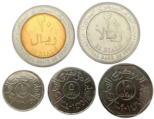 JUEGO DE 5 MONEDAS YEMEN 1 - 20 RIYAL 1993 - 2019 SIN CIRCULAR - Imagen 1 de 2