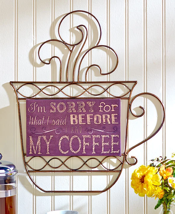 Inspirations Coffee Cup Silhouette Cutout Metal Wall Art Latte Java Espresso Art - Image 1 of 1