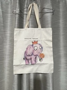 Canvas-Einkaufstasche "CHIANG MAI...THAILAND" Babar-Look Elefantengrafik - 14 Zoll x 16,25 Zoll - Bild 1 von 4