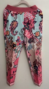 Pantalones de spandex Robell para damas 6 rosa verde estampado tropical rosa banda brillante nuevos sin etiquetas - Imagen 1 de 13