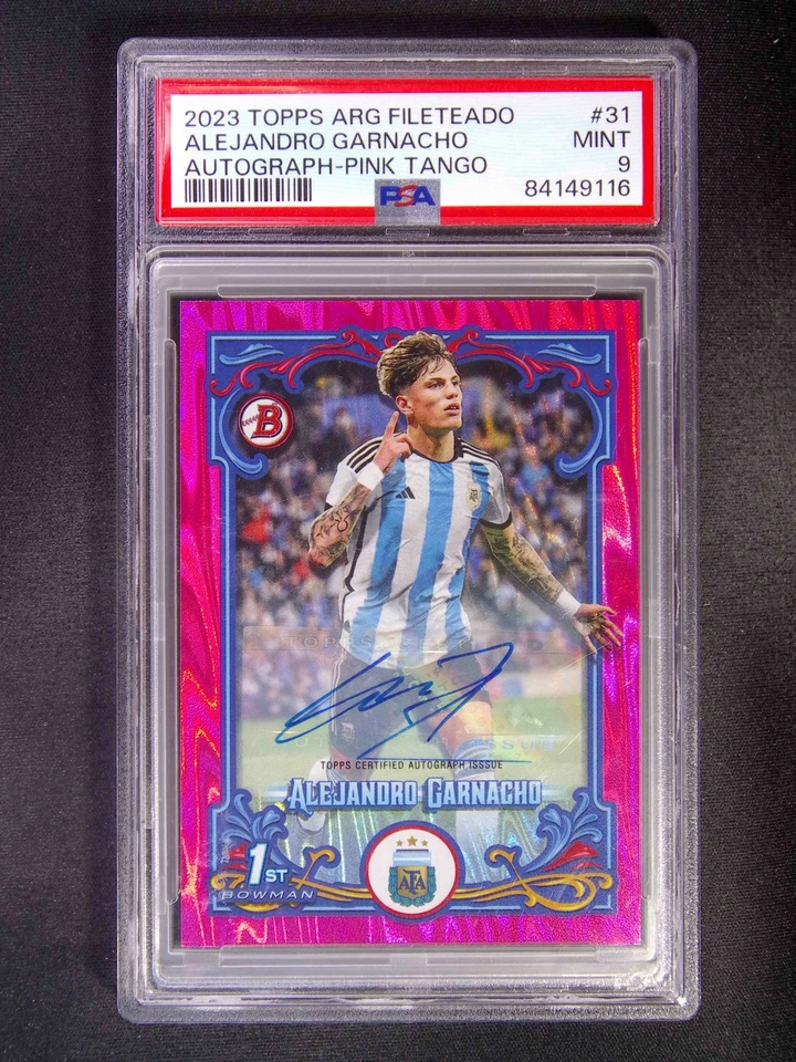 2023 Topps Argentina Fileteado Alejandro Garnacho #31 Auto Pink Tango /50 PSA 9 - Image 1 of 2