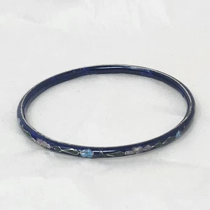 Brazalete Brazalete Vintage Cloisonne Azul Floral Esmaltado Boho Joyería 2.5" - Imagen 1 de 10