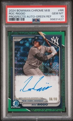 2024 Bowman Chrome Mega Box Roc Riggio Auto Green Parallel /99 PSA 10 POP 1🔥 - Image 1 of 2