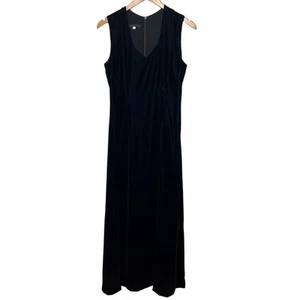 Lynn Lugo Vintage Y2K Kleid Seide Maxi Samt Marine Ärmellos Abend Party Formell 6 - Bild 1 von 8