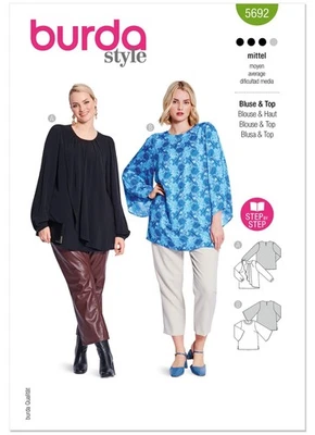 BURDA 5692 MISSES BLOUSE Sewing Pattern Sizes 20 - 34 Skill: AVERAGE - Image 1 of 4