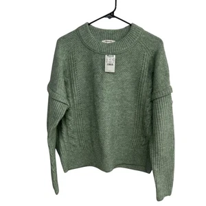 Maglione Madewell verde misto lana alpaca accogliente minimalista capsule guardaroba XS NUOVO CON ETICHETTE - Foto 1 di 8