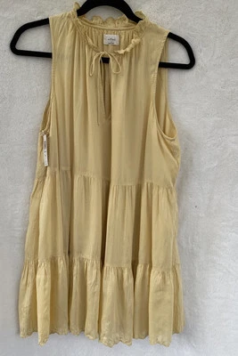 Aritzia Wilfred Daiquiri Dress Women’s  Tiered Babydoll Lagenlook Boho S Wheat - Image 1 of 4