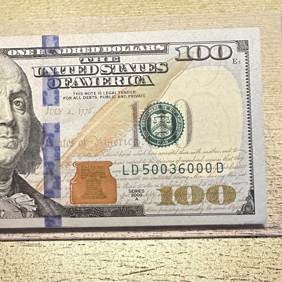 $100 Dollar Bill 2009 -A Series RARE & Very FANCY Five-0's UNCirculated - Image 1 of 4