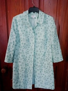 Ann Taylor LOFT spring Summer Womans 100% Linnen Coat Embroided Aqua Color Sz 10 - Picture 1 of 14