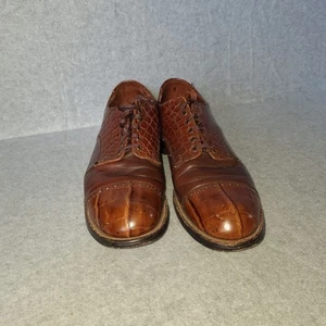 Stacy Adams Madison Herren Kroko Kappe Zehe Oxford Cognac Größe 9 D Neu aus altem Lagerbestand 00042-03 - Bild 1 von 7