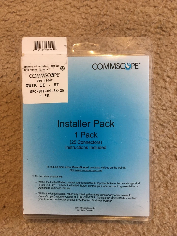 Commscope QWIK II - ST SFC-STF-09-8X-25 Installer Pack for Single-Mode Fiber - Image 1 of 4
