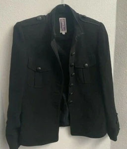 Vtg 90's Zelda Black Button Detailed Jacket; Lined Elaborate Shoulder Pads Sz 10 - Picture 1 of 7