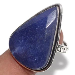 Simulated Blue Sapphire 925 Silver Plated Handmade Ring Us 9 Unique Gift AU O869 - Picture 1 of 3