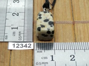 Pendentif JASPE DALMATIEN + cordon reglable mineraux pierre roulée reiki collier - Picture 1 of 1