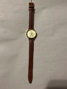 Vintage Lorus Watch Disney Mickey Mouse Gold Tone Dial Works Needs Battery - Picture 1 of 7