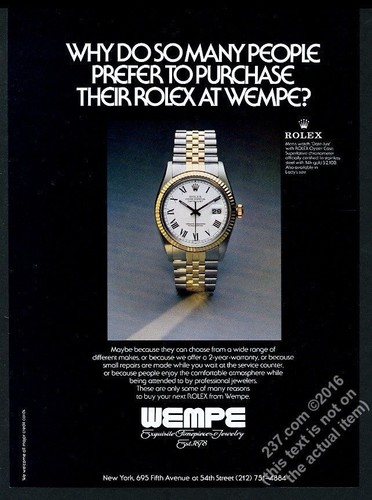 1981 Rolex Datejust watch color photo vintage print ad | eBay