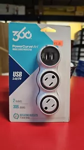 Mini protezione da sovratensioni curva di potenza elettrica 360 con 2 prese rotanti e 2 USB - Foto 1 di 9