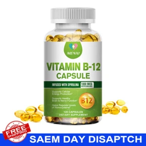 Vitamin B-12 Complex, B Vitamins for Energy, Cardio, Eyes & Nervous System Pills - Picture 1 of 8
