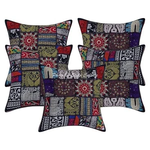 Nueva decoración del hogar patchwork vintage 16 x 16 en funda de almohada fun... - Imagen 1 de 6