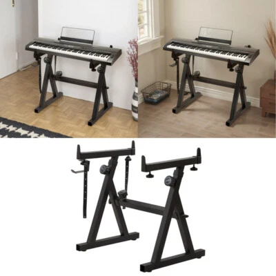 FASHION-HOME-UK Electronic Piano Z Shape Stand Keyboard Standard Rack Adjustable Height 60-95CM