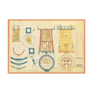 Lighthouse Print, Antique Architectural Nautical Drawing Wall Art Décor, 7"x10" - Picture 1 of 1