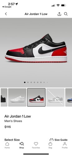 Jordan 1 Low (GS) scarpe bambino grandi bianco nero rosso variegato taglia 6 5