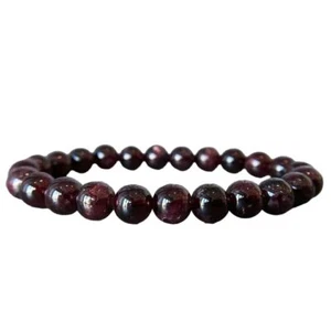 WOMENS BEADS BRACELET NATURAL GARNET BEADS ELASTIC BAND GIFT MENS BRACELET - Picture 1 of 9