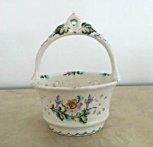 Russian Porcelain Basket by Tokarenko Hand Painted Pastel Floral Cyrillic Signed - Picture 1 of 9