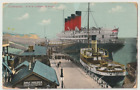 SHIPPING POSTCARD CUNARD R.M.S. LUSITANIA AT LIVERPOOL VINTAGE USED JANUARY 1913