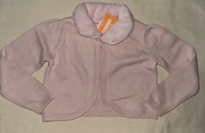Gymboree Girls Size 6 Pink Crop Faux Fur Collar Cardigan Sugar Plum Fairy New - Picture 1 of 8